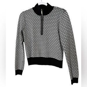 Michael Kors Monogrammed Quarter Zip Sweater